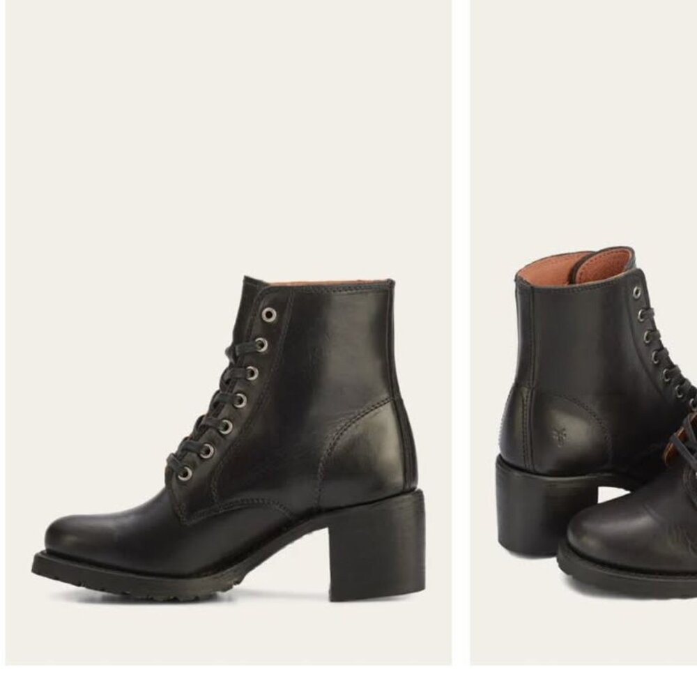 Frye Sabrina Lace Up Boots Black, Sz 6